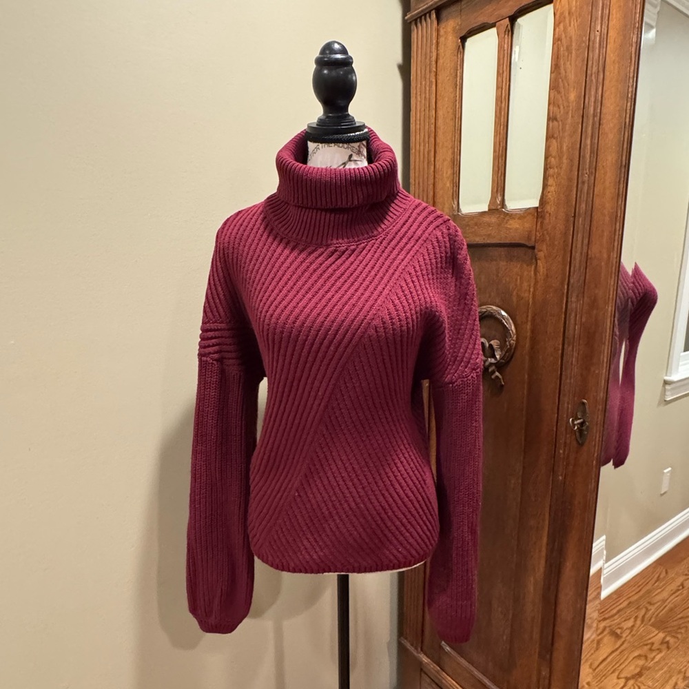 Rich Burgundy Turtleneck Sweater - Hygge Elegance